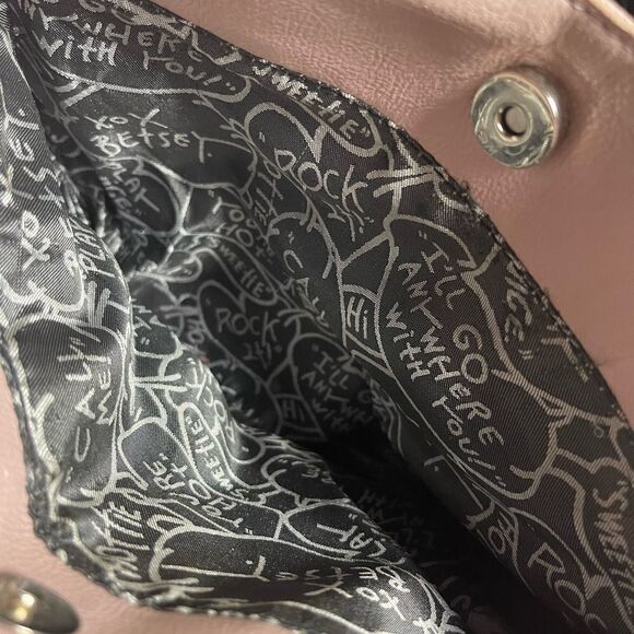 Betsey Johnson multi color quilted Shoulder bag large mauve bow & studs accent - Picture 9 of 15